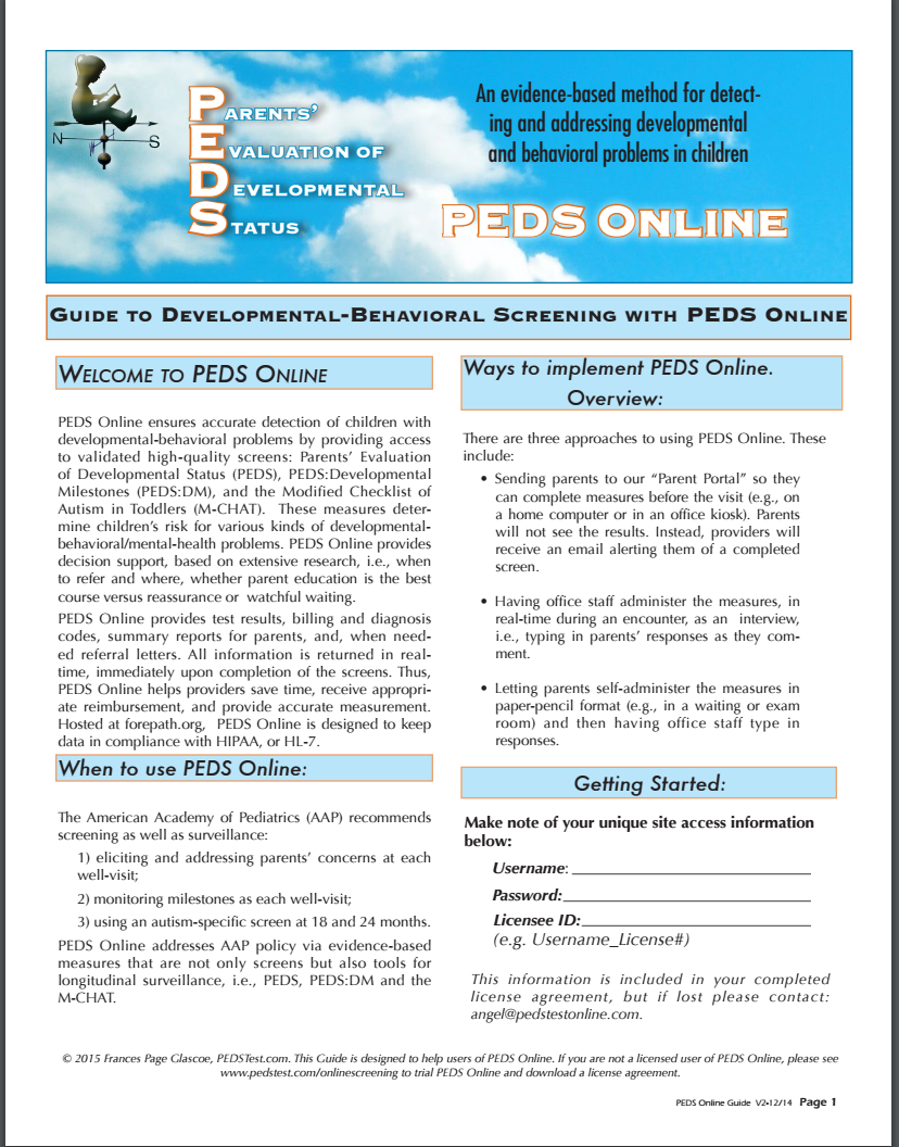 PEDS Online Brief Guide